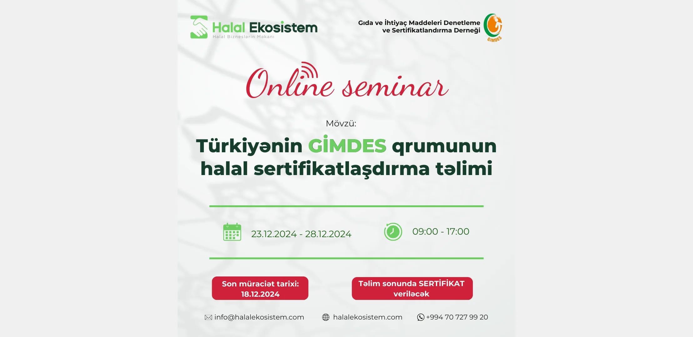GİMDES-in onlayn halal sertifikatlaşdırma təlimi başlayır