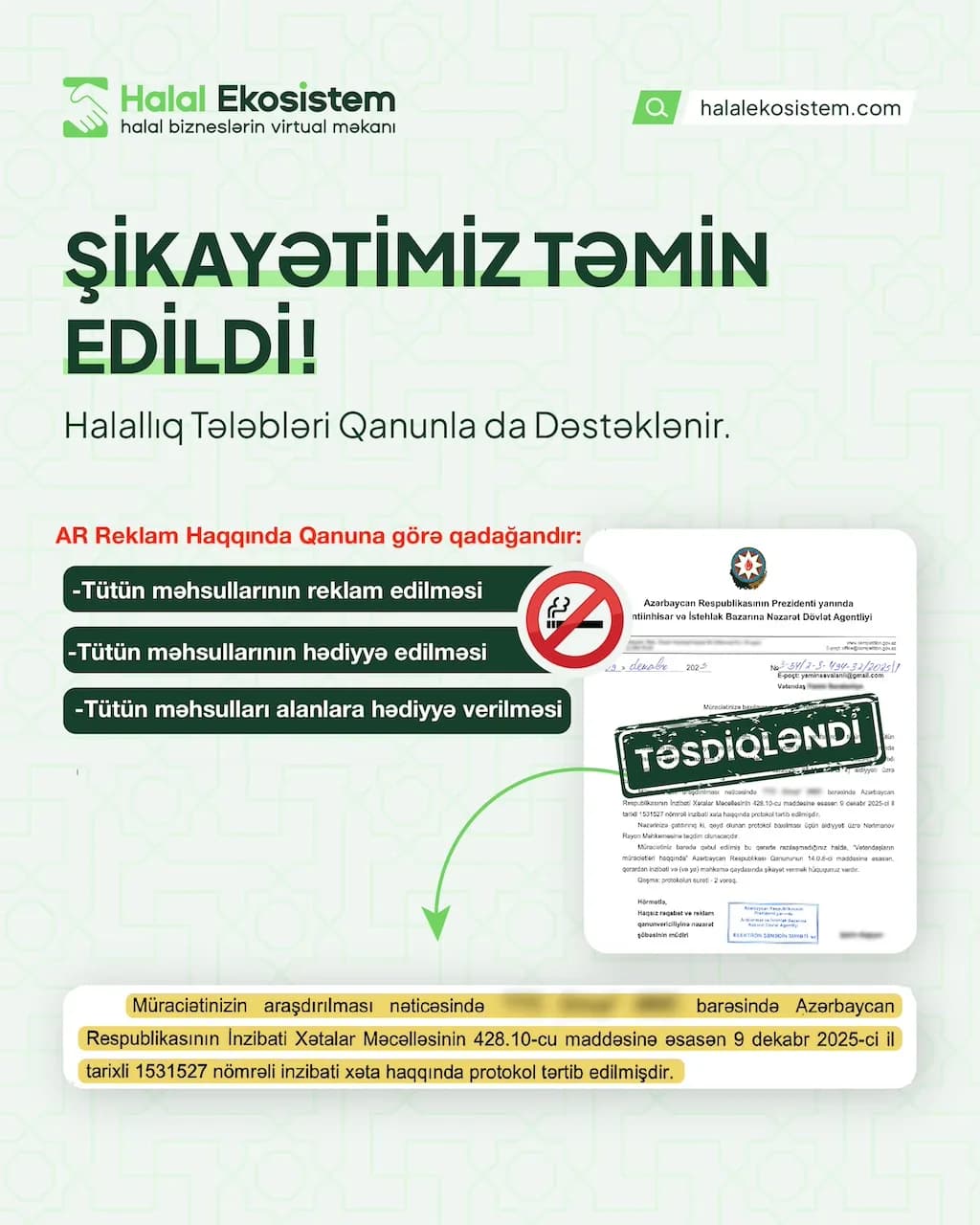 Siqaret reklamının qarşısı alındı